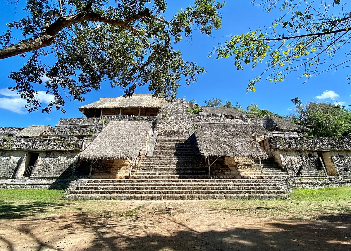 Acropolis pyramid at Ek Balam, the site where climbing is still allowed near Chichen Itza, Yucatan, Mexico