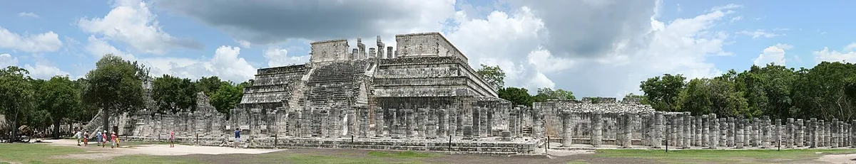 Temple of the Warriors columns on an independent visit to Chichen Itza without a tour, Yucatan, Mexico